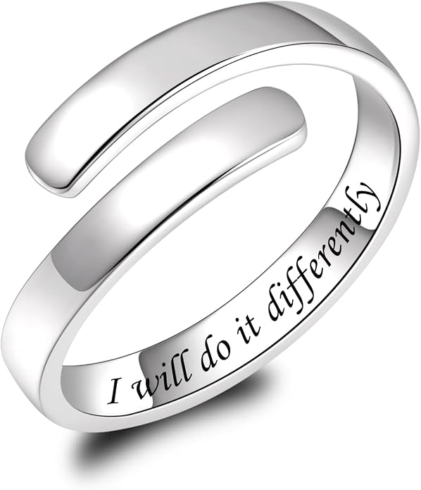 BEILIN 925 Sterling Silver Inspirational Jewelry Rings Adjustable Ring Personality Encouragement Gift for Teens Women
