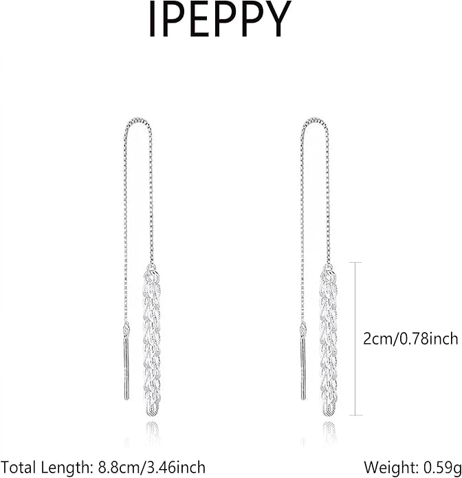 925 Sterling Silver Tassel Chain Dangle Earrings for Women Sparkling Long Fringe Dangle Drop Earrings Bling Line Minimalist Wedding Studs Earring Jewelry Birthday Christmas Gifts for Her