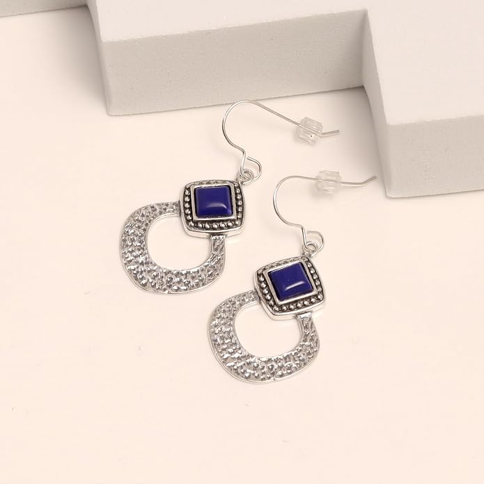LeCalla 925 Sterling Silver Hammered Earrings for Women | Classic Handmade Textured Hammered Drop Dangle Earring Jewelry Gifts for Birthday Wedding Christmas