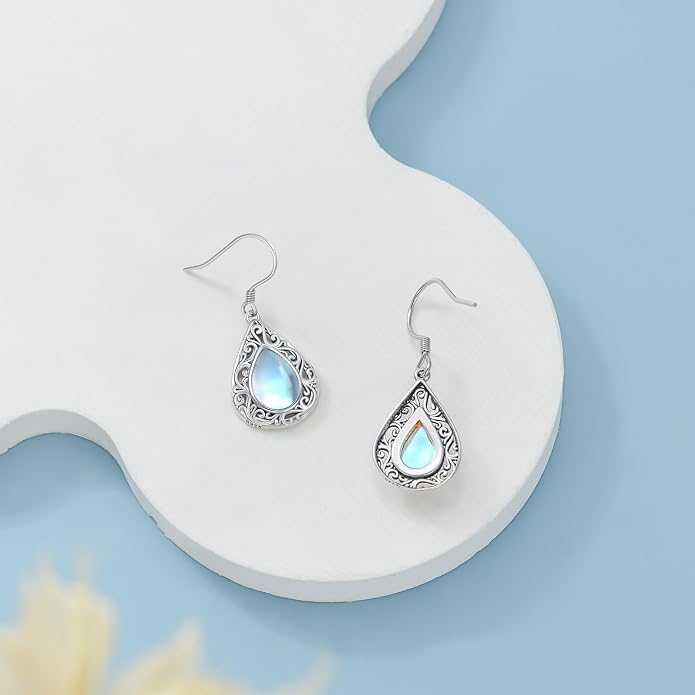 Silver Earrings for Women Sterling Silver Filigree Earrings Teardrop Dangle Drop Filigree Jewelry Gift for Women Mother Mom