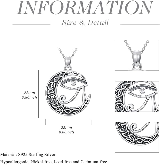Cross/Pentagram/Tree of Life/Celtic Trinity/Anchor/Thor's Hammer/Sun/Eye of Horus Necklace Moon Pendant Mothers Day Gifts for Women