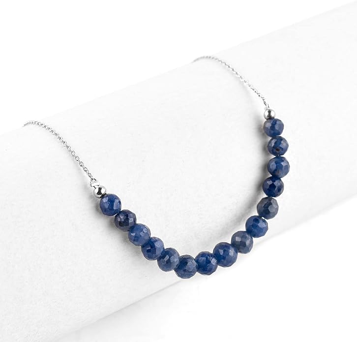 Natural Gemstone Dainty Pendant Necklace for Women Handmade Crystal Jewelry 925 Sterling Silver 18 Inch Chain Healing Chakra Christmas Birthday Gift for Her