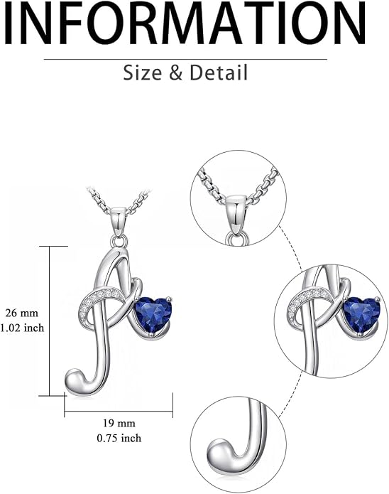 Birthday Gifts for Women Alphabet A to Z Initial Birthstone Pendant Necklaces for Women - 18k White Gold Plated Personalized Name Jewelry Anniversary Graduation Gifts for Wife Her Daughter Girlfriend(with Gift Box)