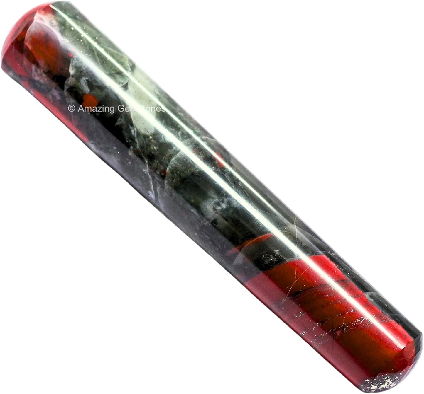 Amazing Gemstone African Bloodstone Crystal Wand Massage Stick - Pelvic Wand Gua Sha for Adults - Crystals and Healing Stones Massage Wands for Adults Gifts (Smooth)