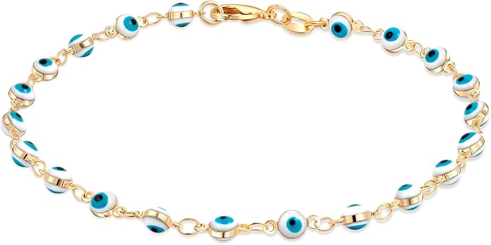 Barzel 18k Gold Plated Evil Eye Anklet Bracelet - Made In Brazil