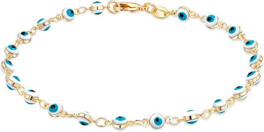 Barzel 18k Gold Plated Evil Eye Anklet Bracelet - Made In Brazil