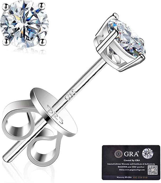 Moissanite Stud Earrings GRA 925 Sterling Silver Earrings for Men 18K White Gold Plating Earrings for Women,wedding earrings(0.3Ct-4Ct)