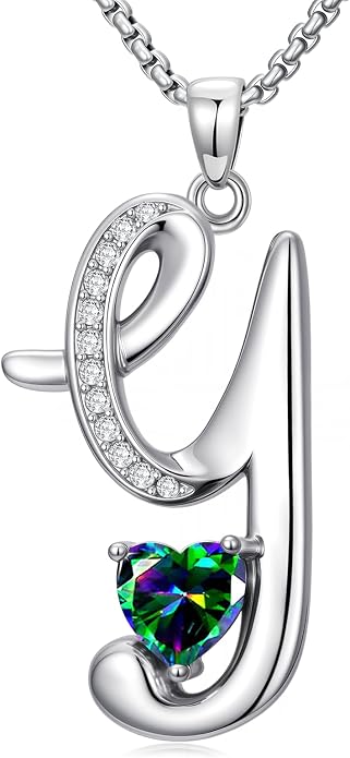 Birthday Gifts for Women Alphabet A to Z Initial Birthstone Pendant Necklaces for Women - 18k White Gold Plated Personalized Name Jewelry Anniversary Graduation Gifts for Wife Her Daughter Girlfriend(with Gift Box)