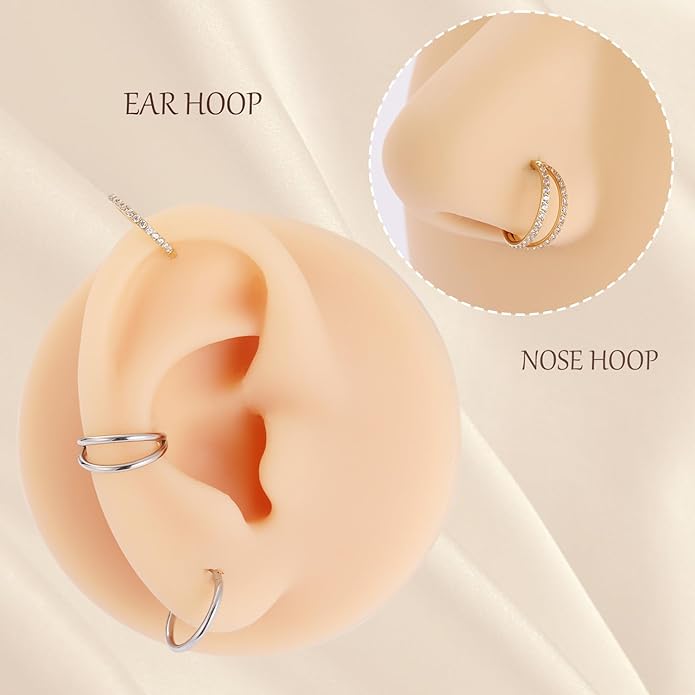 AROWRO Conch Piercing Jewelry Septum Jewelry Nose Rings Hoops 20G 18G 16G 316L Surgical Steel Hinged Segment Ring Hoop Helix Daith Rook Tragus Cartilage Piercing Jewelry