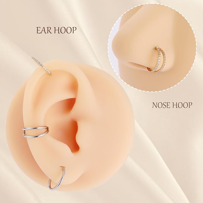 AROWRO Conch Piercing Jewelry Septum Jewelry Nose Rings Hoops 20G 18G 16G 316L Surgical Steel Hinged Segment Ring Hoop Helix Daith Rook Tragus Cartilage Piercing Jewelry