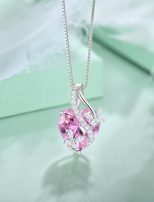 Butterfly Necklaces for Women Sterling Silver Infinity Heart Pendant Birthstone Jewelry Gift with 14k Yellow Gold/Rose Gold Plated
