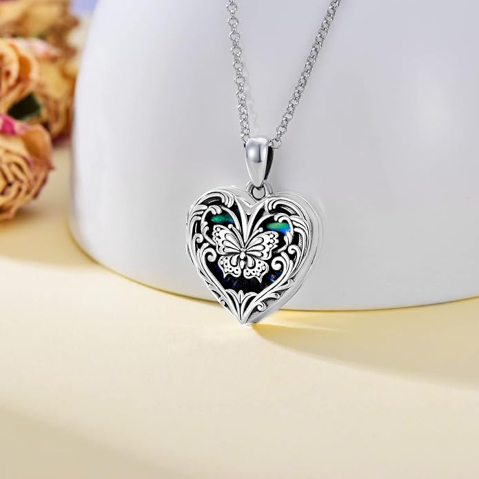 SOULMEET Personalized Silver Locket Necklace That Holds Pictures Photo Keep Someone Near to You, Memorial Custom Lockets Necklaces Letters Engraving for His Her