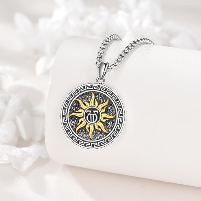 Poseidon/Athena/Apollo/Valhalla/Norse Viking Necklace 925 Sterling Silver Pendant Necklace for Men Greek/Norse Viking Amulet Jewelry Gifts