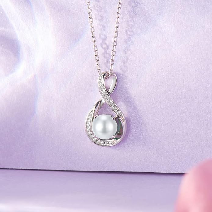 925 Sterling Silver Birthstone Necklace for Women Infinity Necklaces Birthday Anniversary Fine Jewelry Gifts for Mother Women, Adjustable Chain