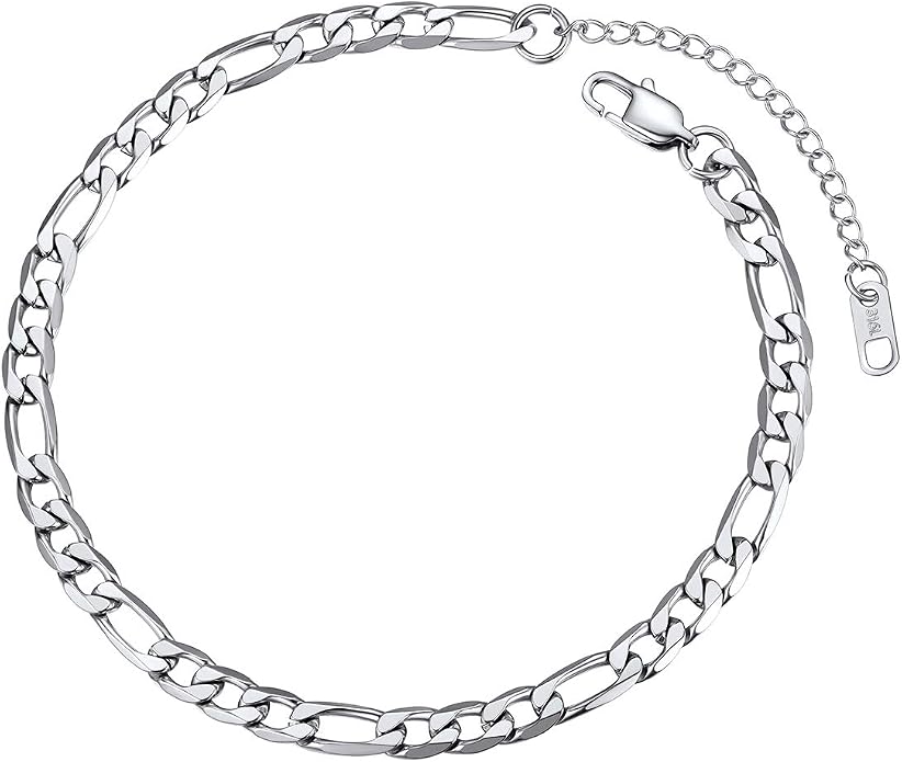 FOCALOOK 14K Gold Plated Anklets for Women Waterproof Plus Size Ankle Bracelet 8.5-10.5 Inch Adjustable Mariner/Figaro/Flat Snake/Cuban Link Chain Anklet Jewelry for Summer Beach Holiday