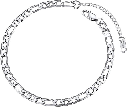 FOCALOOK 14K Gold Plated Anklets for Women Waterproof Plus Size Ankle Bracelet 8.5-10.5 Inch Adjustable Mariner/Figaro/Flat Snake/Cuban Link Chain Anklet Jewelry for Summer Beach Holiday