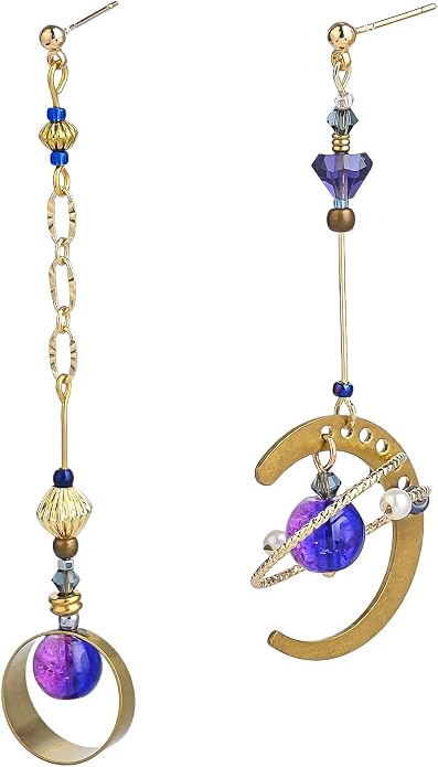 Celestial Sun Moon Star Earrings Dangle, Creative Planet Universe Drop Earrings Chic Mismatched Earrings For Women Jewelry Gifts
