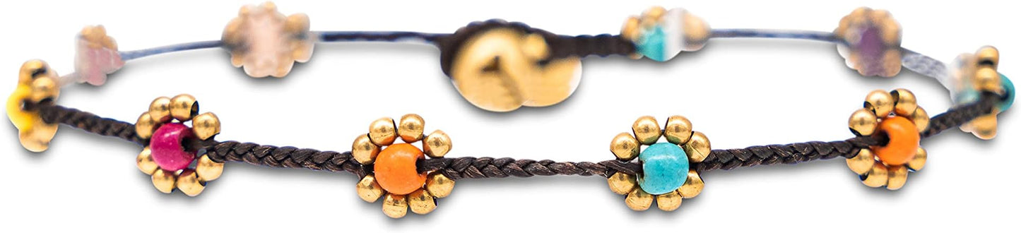 Made by Nami Boho Surfer Anklet Waterproof & Adjustable Beaded Anklets for Women Beachy Ankle Bracelet Made from Waxed Cotton Rope and Beads for Summer and Hippie Style