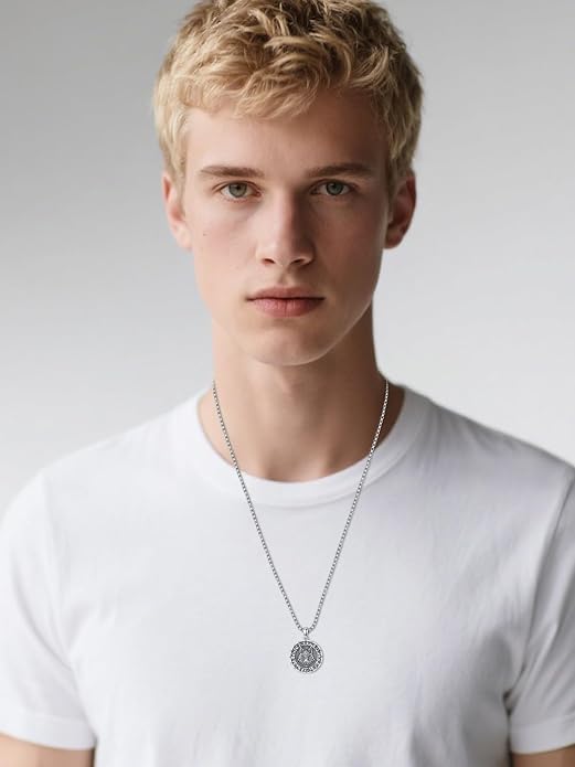 Viking Necklace Triple Horn of Odin/Wolf/Thor Hammer Necklace Viking Pendant Norse Jewelry Gifts for Man