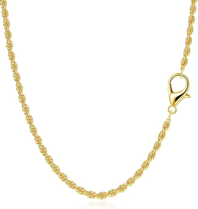 BAYLAY Gold Chain Necklace for Women - 18K Gold Plated Necklace Chain Dainty Gold Necklace for Women Gold Chain Gold Necklace Gold Jewelry Gifts Size 16/18/20/22/24/26 Inch