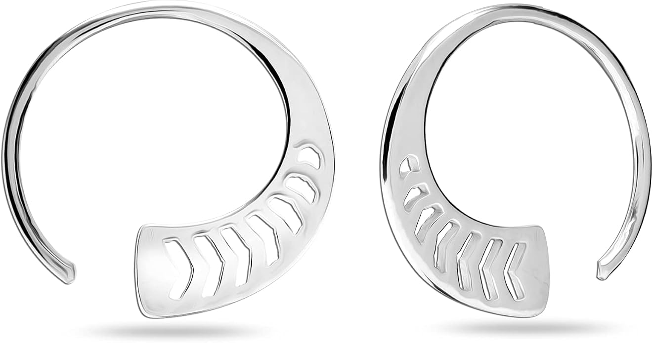 LeCalla 925 Sterling Silver Threader Earrings for Women | Handmade Wire Boho Hoops & Drop Earrings in Spiral, Heart, Bar Designs | Lightweight Pull Through Earring Jewelry Gift for Birthday, Anniversary