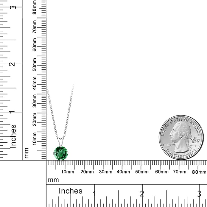 Gem Stone King 7MM Round Gemstone Birthstone Pendant Necklace For Women | 925 Sterling Silver | With 18 Inch Silver Chain | Fine Jewelry Gifts for Women Her Mom Wife