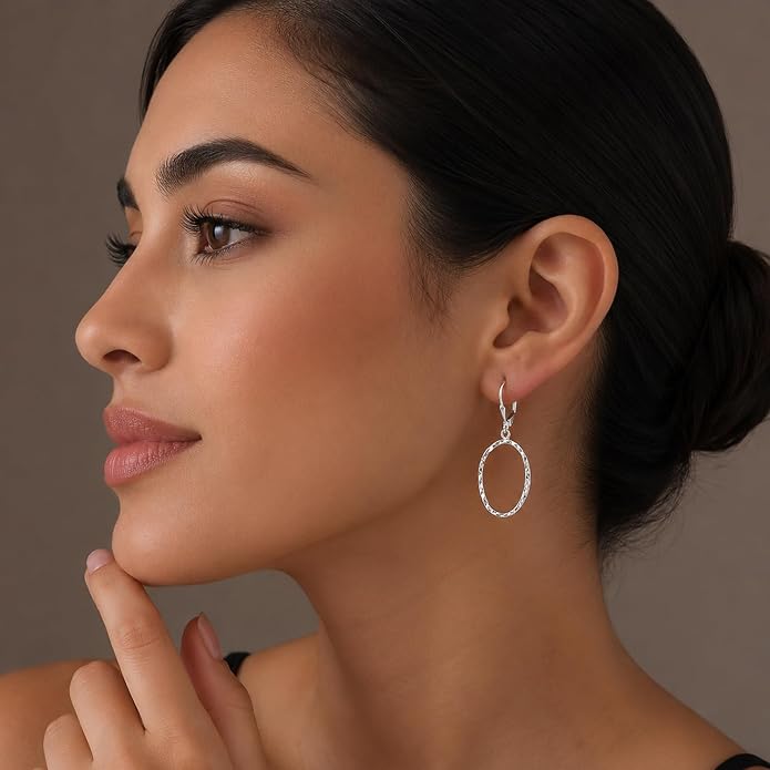 Charmsy 925 Sterling Silver Filigree Earrings for Women | Lightweight Diamond-Cut Openwork Leverback Dangle Earrings | Romantic Jewelry Gifts for Women