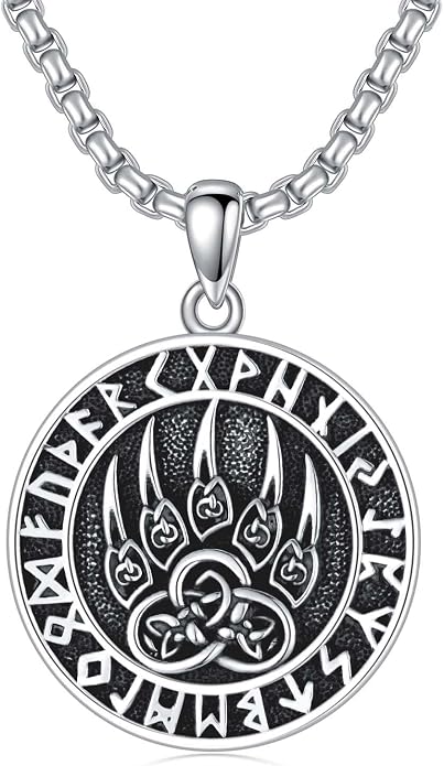 Seiyang Sterling Silver Viking Necklace Norse Jewelry Gift for Men Women with 2mm 22+2 IN Rolo Chain (with Gift Box)
