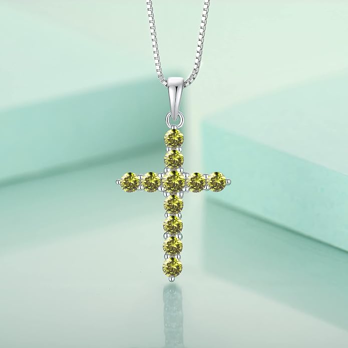 STARCHENIE Cross Necklace Sterling Silver Crucifix Pendant Gemstones Jewelry for Women