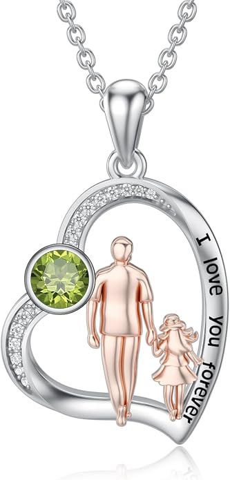 PROESS S925 Sterling Silver Daughter Heart Pendant Necklace from Dad Mom I Love You Forever Jewelry