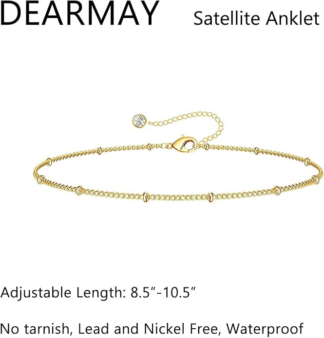 DEARMAY Gold Anklets for Women Waterproof, Non Tarnish14K Gold Plated Ankle Bracelets Set Stack, Summer Beach Jewelry Gifts for Vacation, Bikini Outfits for Women Mom Her