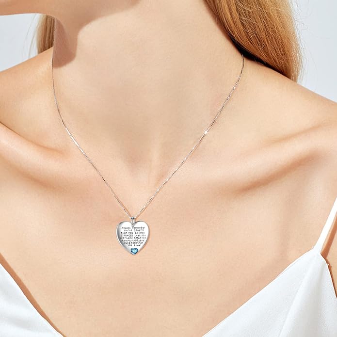 YFN Sterling Silver Always Remember You are Braver Than You Believe Jewelry Pendant Necklace Inspirational Gifts