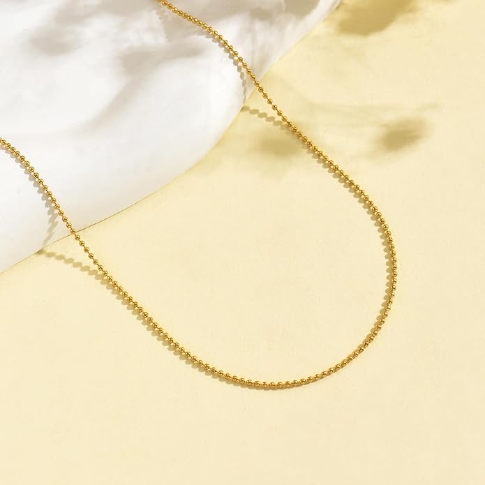 Gold Chain Necklace for Women Dainty Simple Satellite Beaded Twisted Chain Choker Necklace Everyday Jewelry Christmas Gifts