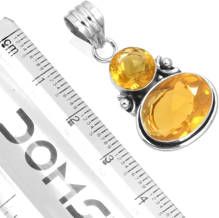 Handmade Genuine 925 Sterling Silver Pendant Necklace Natural Gemstone Crystal, Lapis, Onyx, Amber Oval Round Boho Jewelry For Women