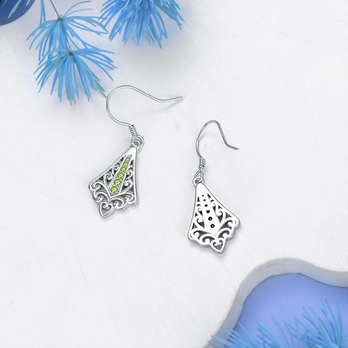 PELOVNY 925 Sterling Silver Filigree Dangle Earrings Hypoallergenic Abalone/Cubic Zirconia/Moonstone Earrings Vintage Jewelry Christmas Birthday Gifts for Women Mom Her
