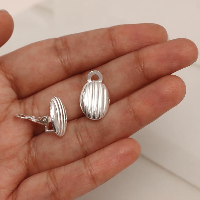 LeCalla 925 Sterling Silver Small Medium Clip On Earrings Non-Pierced Clip-On Stud Earring for Teen Women