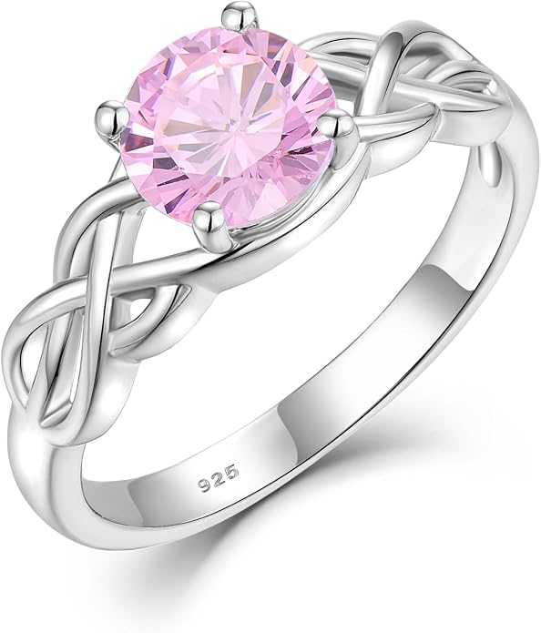 STARCHENIE Celtic Knot Promise Ring for Women 925 Sterling Silver Engagement Wedding Band with Birthstone (Size 5-10)