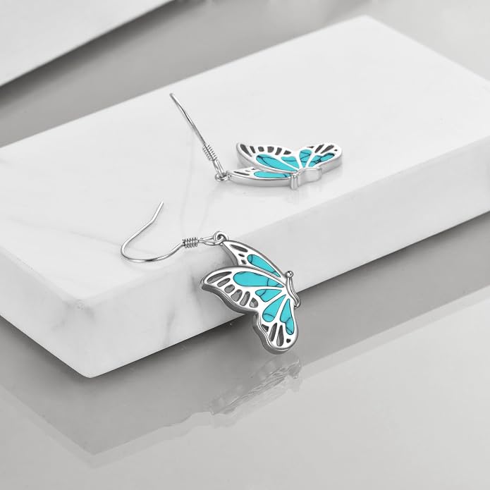Butterflygold/Cat/dog/Dragonfly/Orca/Bee/Amber/Axolotl/Toothless/Hedgehog/Dragon/Snake/Horse/Mushroom/Anime/Dragonfly Earring for Women Sterling Silver Animals Drop Earring Jewelry Hypoallergenic (silver-butterfly)