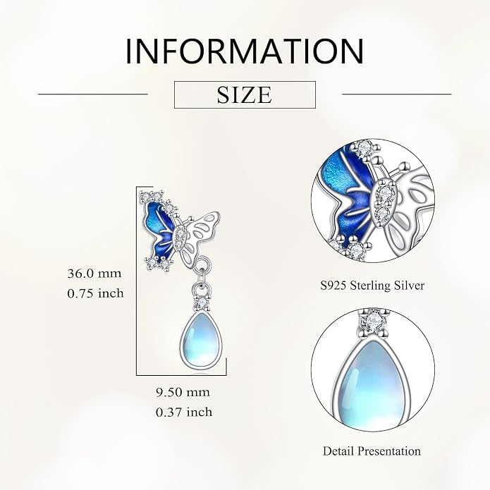 POPLYKE Dragonfly Butterfly Hummingbird Sunflower Earrings 925 Sterling Silver Abalone Shell Moonstone Leverback Earrings Jewelry