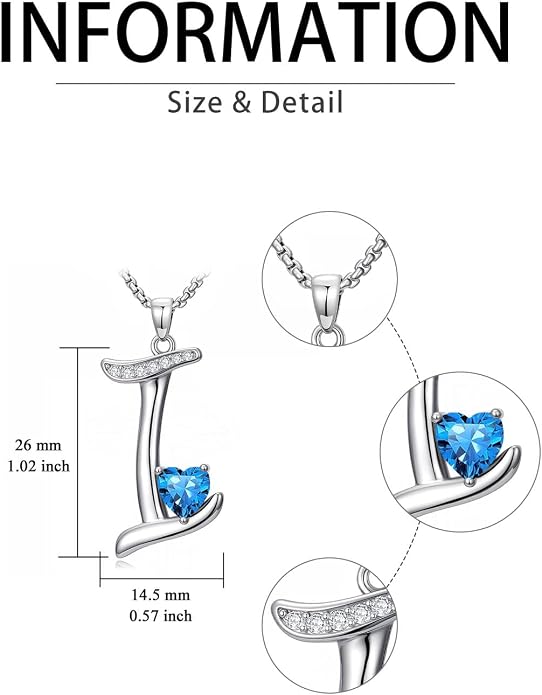Birthday Gifts for Women Alphabet A to Z Initial Birthstone Pendant Necklaces for Women - 18k White Gold Plated Personalized Name Jewelry Anniversary Graduation Gifts for Wife Her Daughter Girlfriend(with Gift Box)