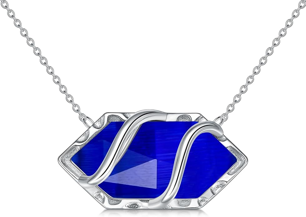 HPQQ Teardrop Necklace 925 Sterling Silver Filigree Gemstone Pendant Necklace Fine Jewelry Birthday Mother's Day Gifts for Women Her Mom