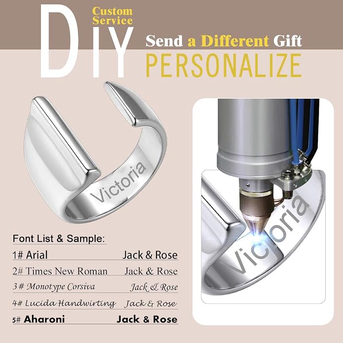 KeyStyle Bold Initial Letter Rings Adjustable, GoldChic Jewelry Women Gold Statement Ring Personalized Engraved Women’s Open Signet Ring for Party (Gold, White Gold, Black)