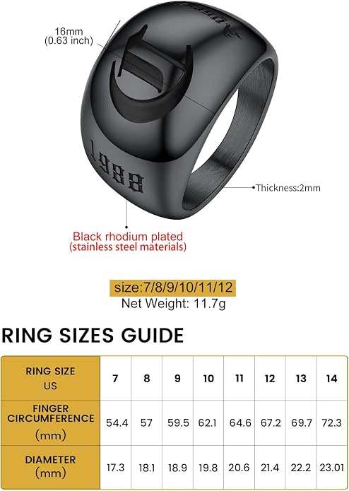GOLDCHIC JEWELRY Chunky Dome Ring for Women, Stainless Steel Bold Stacking Croissant Statement Ring For Men (Size 7-12, Custom)