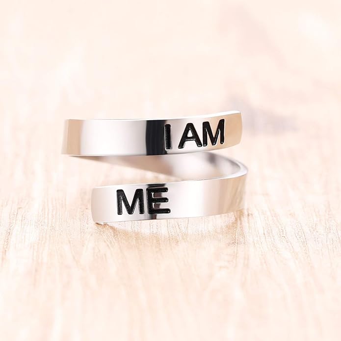 ZRAY Silver Keep Going Ring Inspirational Jewelry Stainless Steel Engraving Size Adjustable Personality Encouragement Gift for Women Teens Girls