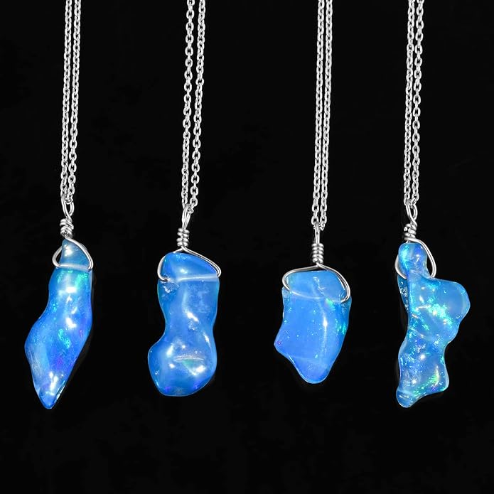Natural Gemstone Pendant Necklace for Women Handmade Birthstone Healing Crystal Jewelry Chain 20" Stone Birthday Christmas Wedding Gifts for Her