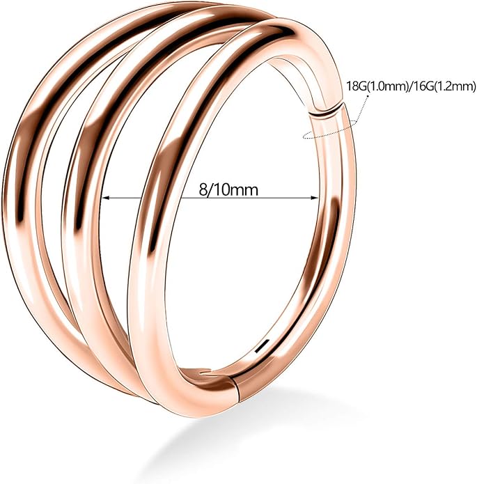 316L Surgical Steel Septum Clicker Ring Nose Ring Hoop Sleeper Hoop Earring Helix Rook Conch Cartilage Daith Tragus Earrings Lobe Nose Piercing Jewelry for Women
