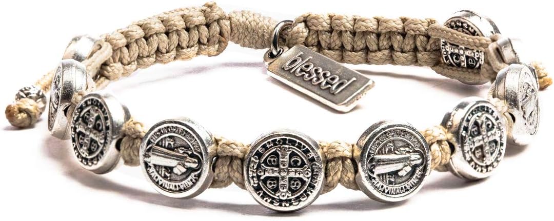 My Saint My Hero Benedictine Blessing Bracelets – Handwoven Spiritual Protection with Medals Hand-Cast In Italy at Sacred Site