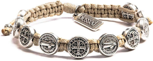 My Saint My Hero Benedictine Blessing Bracelets – Handwoven Spiritual Protection with Medals Hand-Cast In Italy at Sacred Site