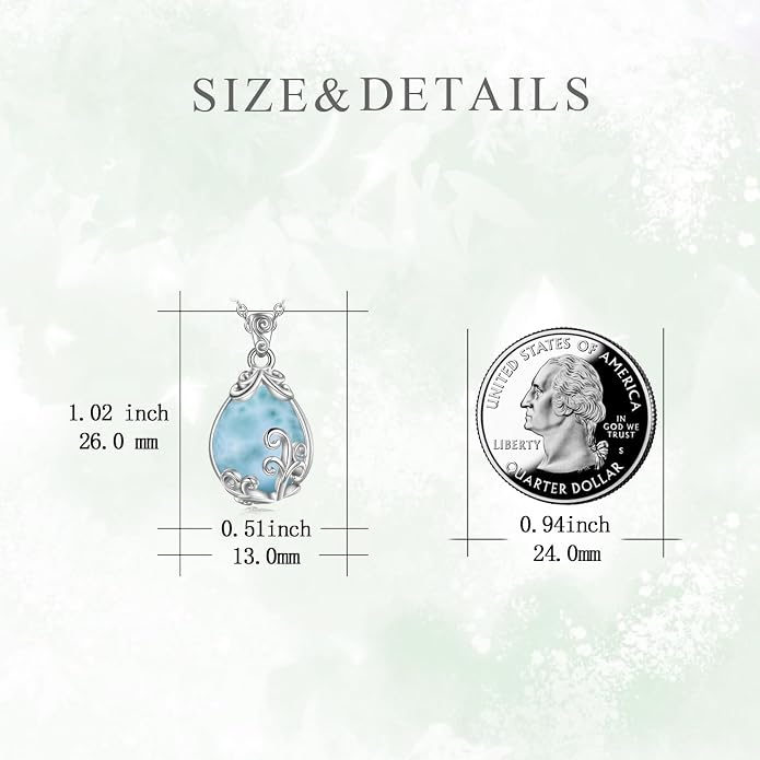 POPLYKE Sterling Silver Gemstone Teardrop Pendant Necklace Crystal Jewelry for Women