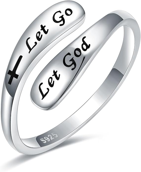925 Sterling Silver Inspirational Adjustable Rings - Personality Encouragement Jewelry Gift For Women